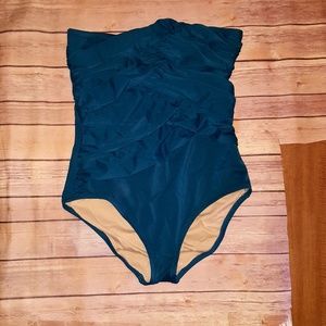 Teal J. Crew One Piece Swimsuit size 12